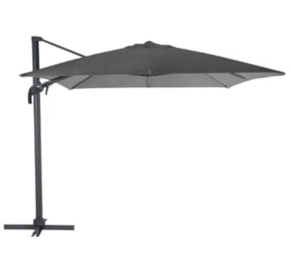 Parasol déporté rectangulaire inclinable Éléa Anthracite & Graphite 4 x 3 m - Aluminium traité époxy, Acier, Oléfine