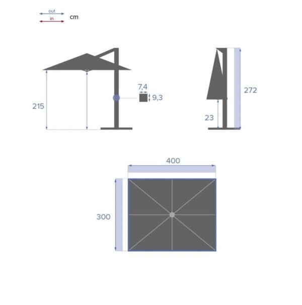 Parasol déporté rectangulaire inclinable Éléa Anthracite & Graphite 4 x 3 m - Aluminium traité époxy, Acier, Oléfine – Image 3